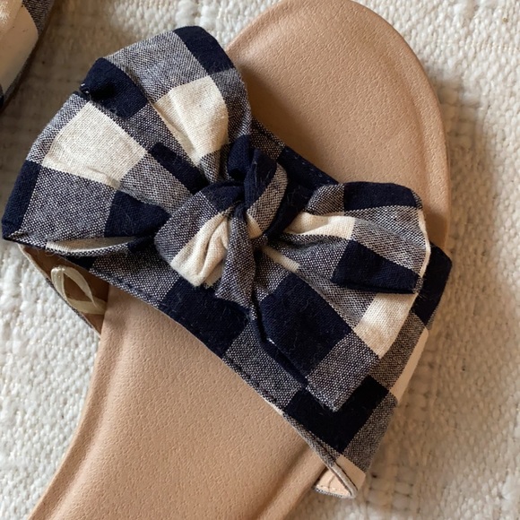 Loft Gingham Bow Slide Sandals Sz 10 - Picture 4 of 7